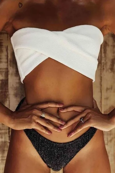 Angelsin Altı Simli üstü Beyaz Bikini Takım çok Renkli Angelsin Altı Simli üstü Beyaz Bikini Takım çok Renkli