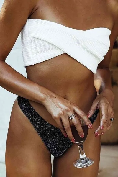 Angelsin Altı Simli üstü Beyaz Bikini Takım çok Renkli Angelsin Altı Simli üstü Beyaz Bikini Takım çok Renkli