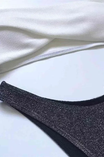 Angelsin Altı Simli üstü Beyaz Bikini Takım çok Renkli Angelsin Altı Simli üstü Beyaz Bikini Takım çok Renkli
