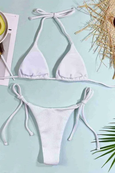 Angelsin Bağlamalı Bikini Takım Beyaz Angelsin Bağlamalı Bikini Takım Beyaz