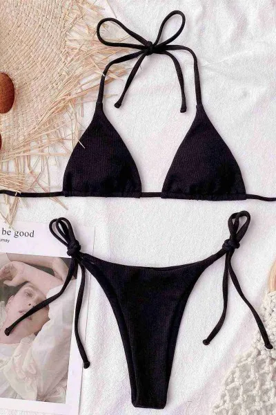 Angelsin Bağlamalı Bikini Takım Siyah Angelsin Bağlamalı Bikini Takım Siyah