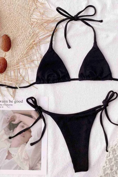 Angelsin Bağlamalı Bikini Takım Siyah Angelsin Bağlamalı Bikini Takım Siyah
