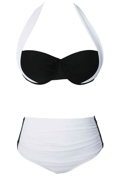 Angelsin Kaplı Siyah Beyaz Tasarım Bikini Takım Angelsin Kaplı Siyah Beyaz Tasarım Bikini Takım