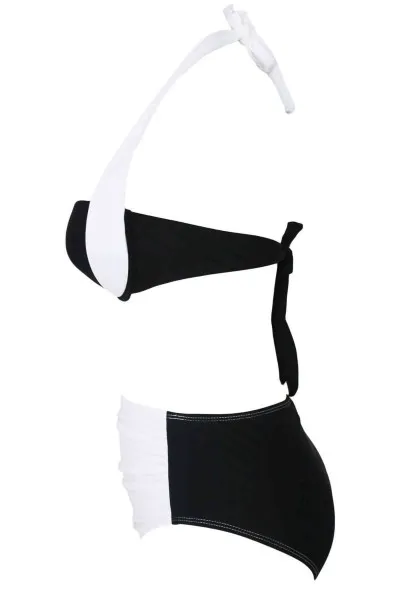 Angelsin Kaplı Siyah Beyaz Tasarım Bikini Takım Angelsin Kaplı Siyah Beyaz Tasarım Bikini Takım