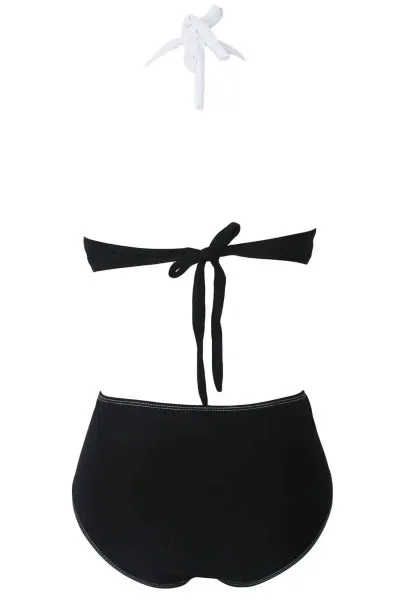 Angelsin Kaplı Siyah Beyaz Tasarım Bikini Takım Angelsin Kaplı Siyah Beyaz Tasarım Bikini Takım