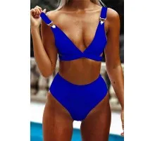 Angelsin özel Tasarım Yüksek Bel Bikini Takım Mavi