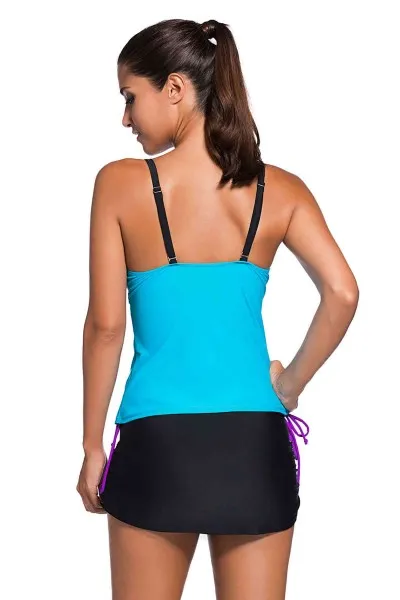 Angelsin Renkli Tankini Etekli Bikini Takım Angelsin Renkli Tankini Etekli Bikini Takım