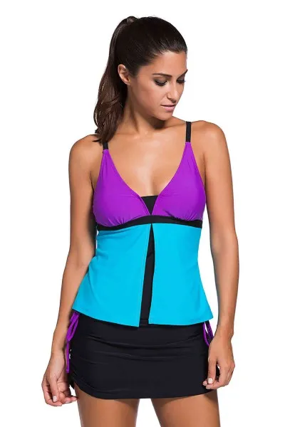 Angelsin Renkli Tankini Etekli Bikini Takım Angelsin Renkli Tankini Etekli Bikini Takım