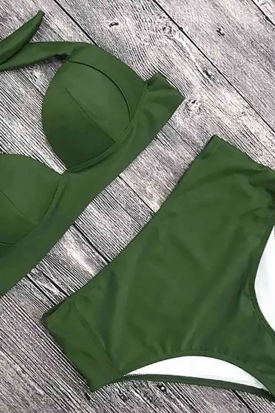 Angelsin Yeşil Yüksek Bel Bikini Takım Angelsin Yeşil Yüksek Bel Bikini Takım