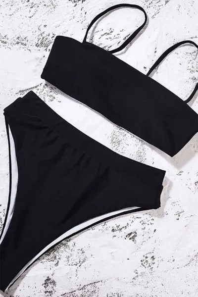Angelsin V Kesim Yüksek Bel Bikini Takım Siyah Angelsin V Kesim Yüksek Bel Bikini Takım Siyah