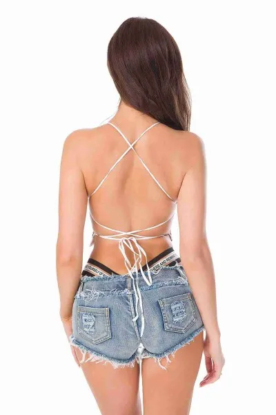 Merry See Bel Lastik Detaylı Denim Kot şort Mavi Merry See Bel Lastik Detaylı Denim Kot şort Mavi