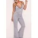 Merry See Gri Dantel İşlemeli Askılı Eşofman Pijama Tulum