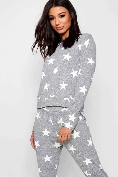 Merry See Penye Yıldızlı Pijama Takım çok Renkli MS4056-Çok Renkli Merry See Penye Yıldızlı Pijama Takım çok Renkli