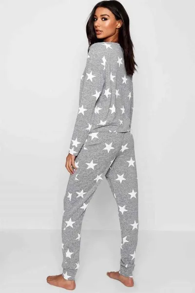 Merry See Penye Yıldızlı Pijama Takım çok Renkli MS4056-Çok Renkli Merry See Penye Yıldızlı Pijama Takım çok Renkli