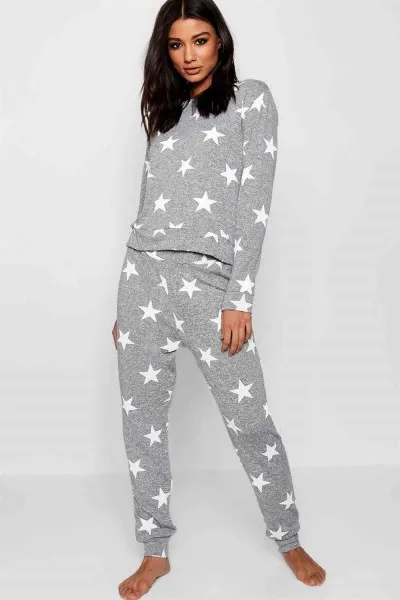 Merry See Penye Yıldızlı Pijama Takım çok Renkli MS4056-Çok Renkli Merry See Penye Yıldızlı Pijama Takım çok Renkli