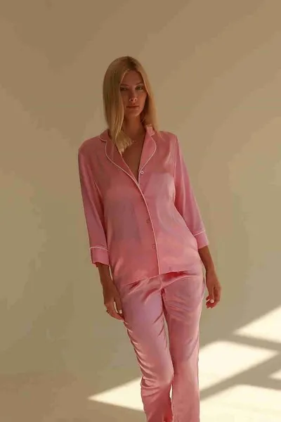 Merry See Saten Pijama Alt Pembe