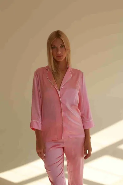 Merry See Saten Pijama Alt Pembe