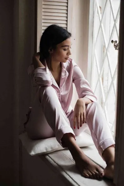 Merry See Saten Pijama Takım Düğmeli Pembe Açık Merry See Saten Pijama Takım Düğmeli Pembe Açık