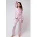 Merry See Saten Pijama Takım Düğmeli Pembe Açık