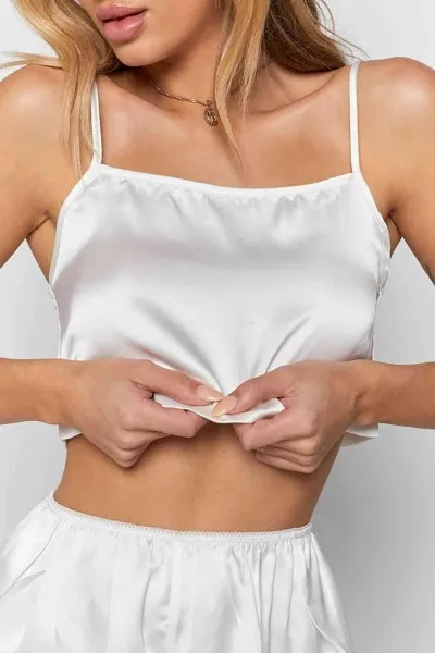 Merry See Saten şortlu Pijama Takım Beyaz Merry See Saten şortlu Pijama Takım Beyaz