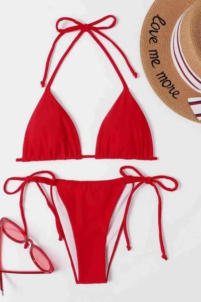 Angelsin Brezilya Model Bağlamalı Bikini üstü Kırmızı Angelsin Brezilya Model Bağlamalı Bikini üstü Kırmızı