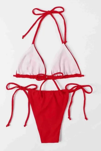 Angelsin Brezilya Model Bağlamalı Bikini üstü Kırmızı Angelsin Brezilya Model Bağlamalı Bikini üstü Kırmızı