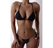 Angelsin Brezilya Model Bağlamalı Bikini üstü Siyah
