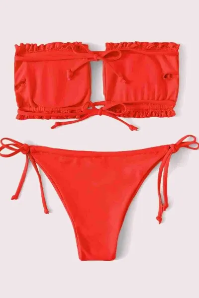 Angelsin Brezilya Model Büzgülü Bağlamalı Bikini üstü Kırmızı Angelsin Brezilya Model Büzgülü Bağlamalı Bikini üstü Kırmızı