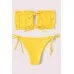 Angelsin Brezilya Model Büzgülü Bağlamalı Bikini üstü Sarı