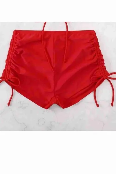 Angelsin özel Tasarım Büzgü Detaylı Bikini Altı Kırmızı Angelsin özel Tasarım Büzgü Detaylı Bikini Altı Kırmızı