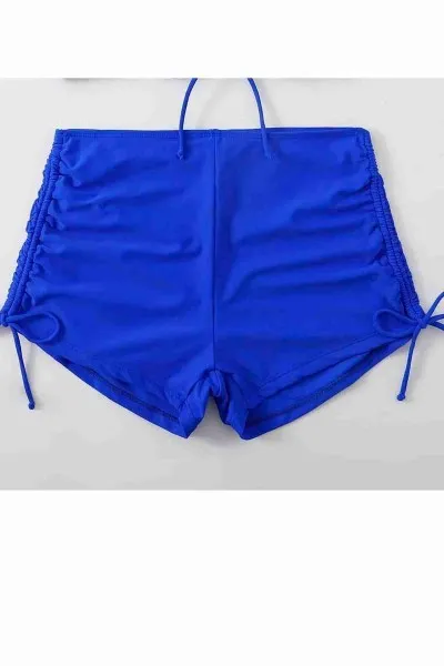 Angelsin özel Tasarım Büzgü Detaylı Bikini Altı Mavi Angelsin özel Tasarım Büzgü Detaylı Bikini Altı Mavi