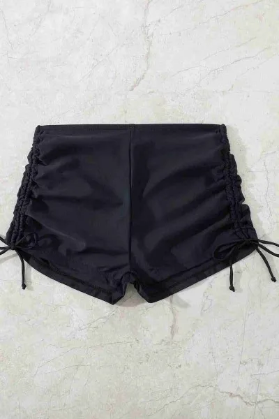 Angelsin özel Tasarım Büzgü Detaylı Bikini Altı Siyah Angelsin özel Tasarım Büzgü Detaylı Bikini Altı Siyah