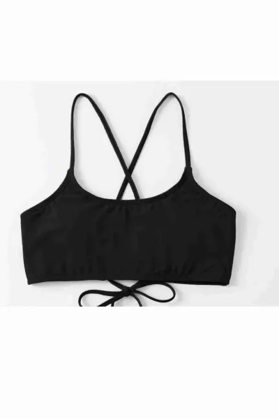 Angelsin Sırt Bağlamalı Bikini üstü Siyah Angelsin Sırt Bağlamalı Bikini üstü Siyah