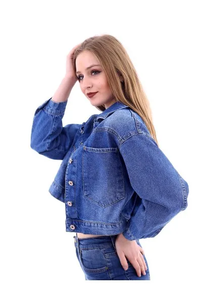 Kadın Mavi Yıkamalı Boyfriend Denim Ceket Kadın Mavi Yıkamalı Boyfriend Denim Ceket