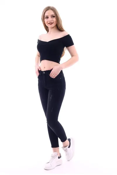 Kadın Füme Likralı Tırnaklı Yüksek Bel Kot Pantolon Kadın Füme Likralı Tırnaklı Yüksek Bel Kot Pantolon