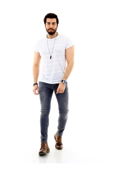 Erkek Açık Gri Slim Likralı Denim Jean Kot Pantolon Erkek Açık Gri Slim Likralı Denim Jean Kot Pantolon