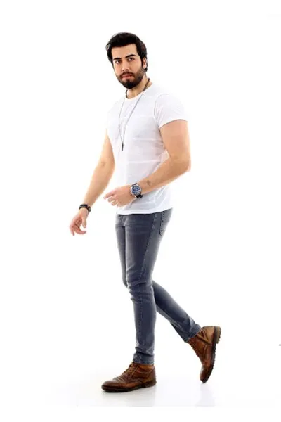 Erkek Açık Gri Slim Likralı Denim Jean Kot Pantolon Erkek Açık Gri Slim Likralı Denim Jean Kot Pantolon