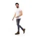 Erkek Açık Gri Slim Likralı Denim Jean Kot Pantolon