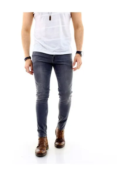 Erkek Açık Gri Slim Likralı Denim Jean Kot Pantolon Erkek Açık Gri Slim Likralı Denim Jean Kot Pantolon