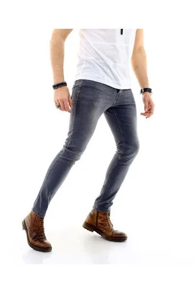 Erkek Açık Gri Slim Likralı Denim Jean Kot Pantolon Erkek Açık Gri Slim Likralı Denim Jean Kot Pantolon