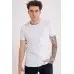 Erkek Beyaz Bisiklet Yaka Likralı Basic Tişört Tshirt