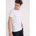Erkek Beyaz Bisiklet Yaka Likralı Basic Tişört Tshirt
