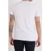 Erkek Beyaz Bisiklet Yaka Likralı Basic Tişört Tshirt