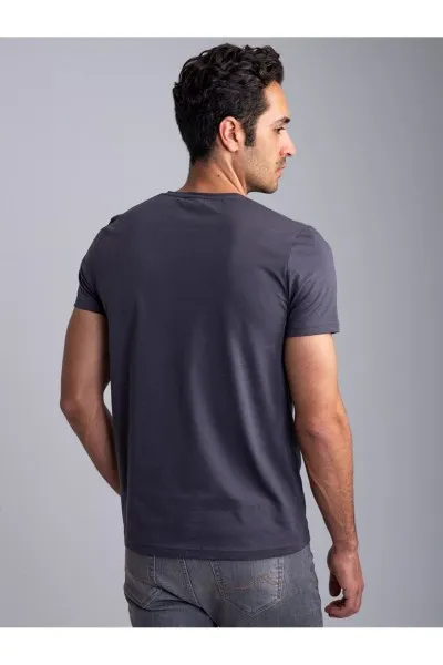 Erkek Antrasit Bisiklet Yaka Düz Likralı Basic Tişört Tshirt Erkek Antrasit Bisiklet Yaka Düz Likralı Basic Tişört Tshirt
