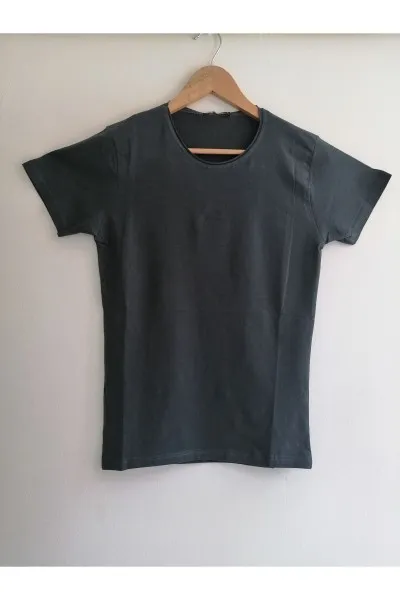 Erkek Antrasit Bisiklet Yaka Düz Likralı Basic Tişört Tshirt Erkek Antrasit Bisiklet Yaka Düz Likralı Basic Tişört Tshirt