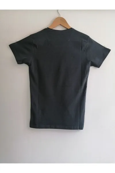 Erkek Antrasit Bisiklet Yaka Düz Likralı Basic Tişört Tshirt Erkek Antrasit Bisiklet Yaka Düz Likralı Basic Tişört Tshirt