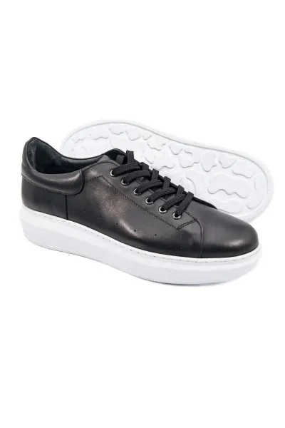Strada Siyah Deri-beyaz Taban Hakiki Deri Erkek Spor Ayakkabı TZC-STRADA-SD Strada siyah deri-beyaz taban hakiki deri erkek spor (sneaker) ayakkabı-TZC-STRADA-SD