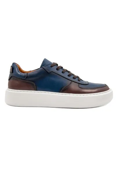 Tiger lacivert kahverengi hakiki deri erkek spor (sneaker) ayakkabı TZC-TIGER-LKD Tiger lacivert kahverengi hakiki deri erkek spor (sneaker) ayakkabı-TZC-TIGER-LKD