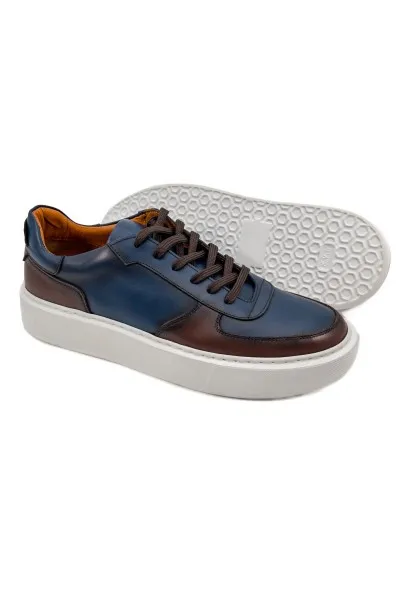 Tiger lacivert kahverengi hakiki deri erkek spor (sneaker) ayakkabı TZC-TIGER-LKD Tiger lacivert kahverengi hakiki deri erkek spor (sneaker) ayakkabı-TZC-TIGER-LKD