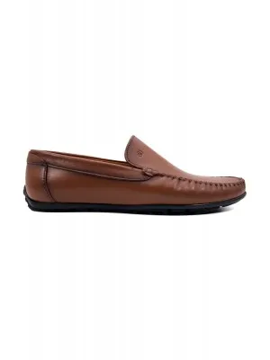Yalı taba hakiki deri erkek loafer ayakkabı